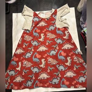Handmade Boutique Girls Red Dinosaur Print Dress